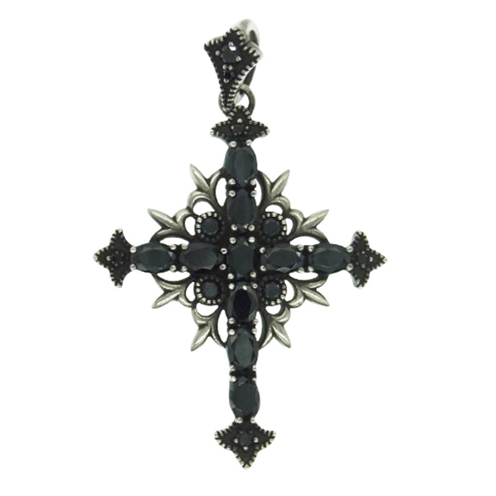 Justin Davis ジャスティンデイビス SPJ196 ST.POPE JOHN Pendant ラインストーン クロス ペンダントトップ ブラック系 シルバー系【中古】
