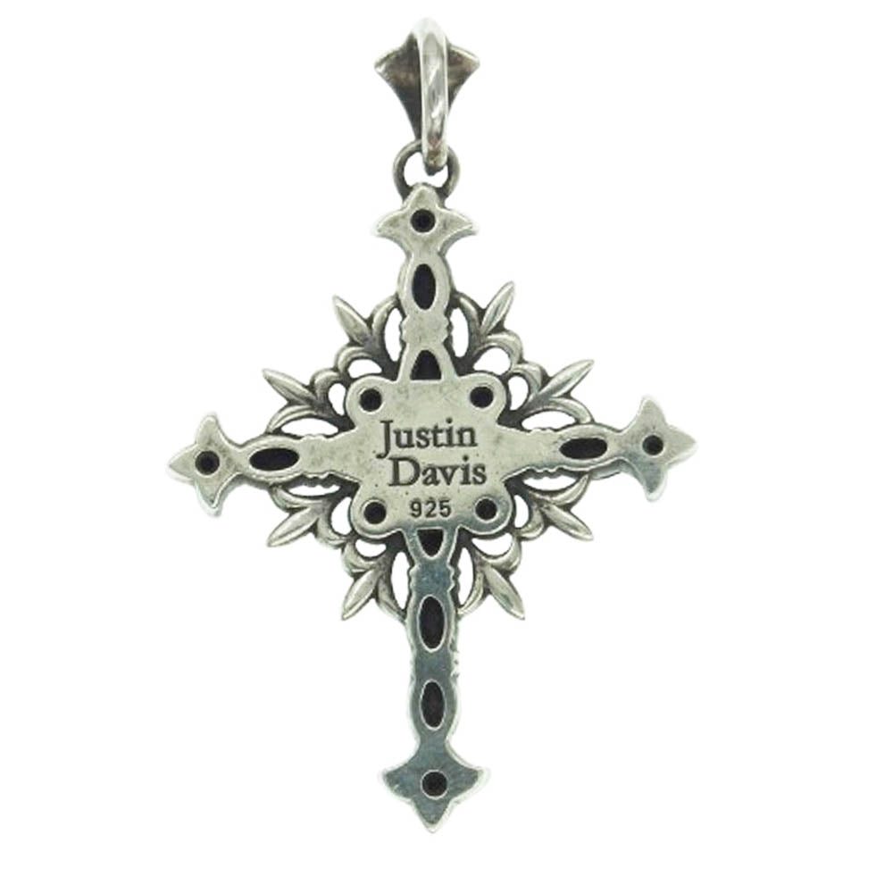 Justin Davis ジャスティンデイビス SPJ196 ST.POPE JOHN Pendant ラインストーン クロス ペンダントトップ ブラック系 シルバー系【中古】