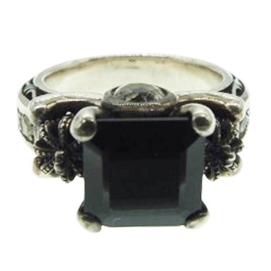 Justin Davis ジャスティンデイビス SRJ512 購入証明書付属 Nobility ノビリティリング オニキス クラウン ブラック系 シルバー系 17号【中古】