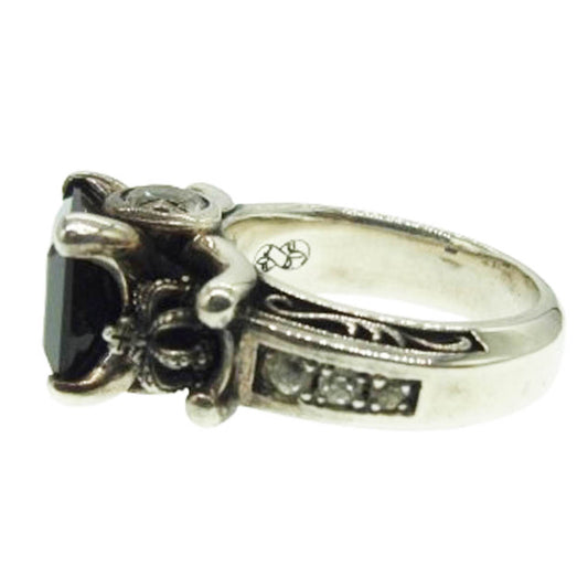 Justin Davis ジャスティンデイビス SRJ512 購入証明書付属 Nobility ノビリティリング オニキス クラウン ブラック系 シルバー系 17号【中古】