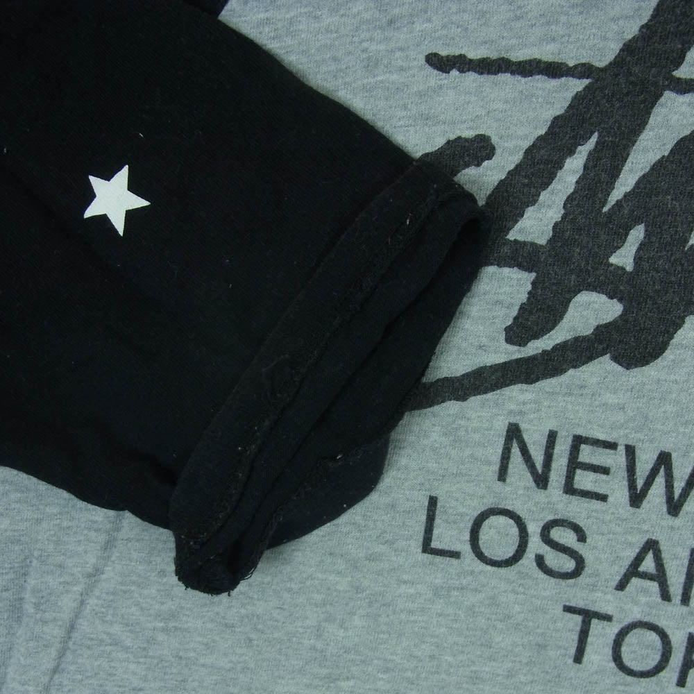 STUSSY ステューシー ロゴプリント ラグランスリーブ カットソー 長袖 コットン 中国製 グレー系 ブラック系 XL5【中古】