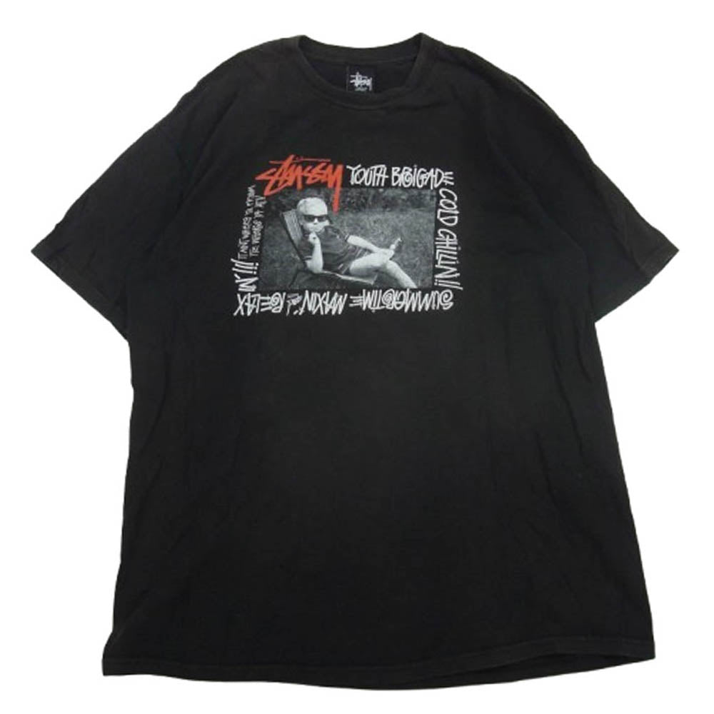 STUSSY ステューシー Youth Brigade Cold Chillin S/S Tee フロントプリント Tシャツ 半袖カットソー ブラック系 L【中古】