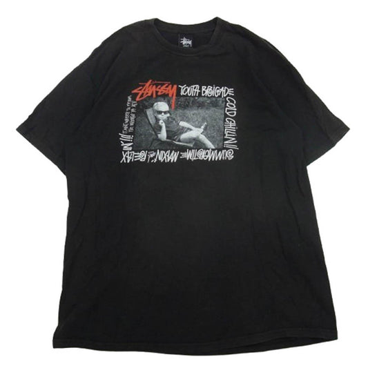 STUSSY ステューシー Youth Brigade Cold Chillin S/S Tee フロントプリント Tシャツ 半袖カットソー ブラック系 L【中古】