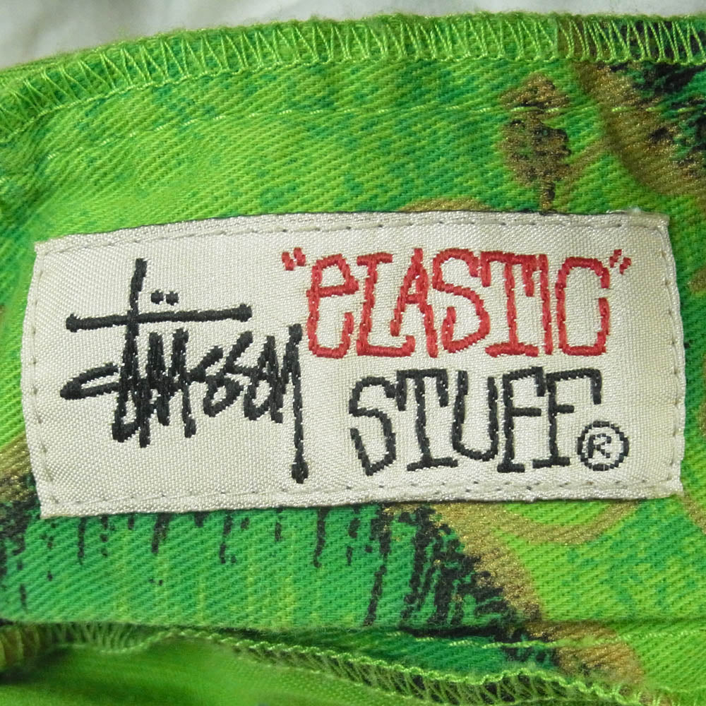 STUSSY ステューシー ボタニカル サーフ ショーツ ハーフ ショート パンツ コットン 中国製 グリーン系 XL5【中古】