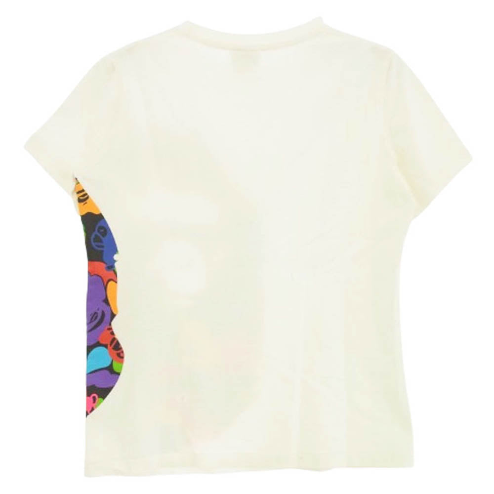 A BATHING APE アベイシングエイプ カラフル プリント クルーネック Tシャツ ホワイト系 S【中古】