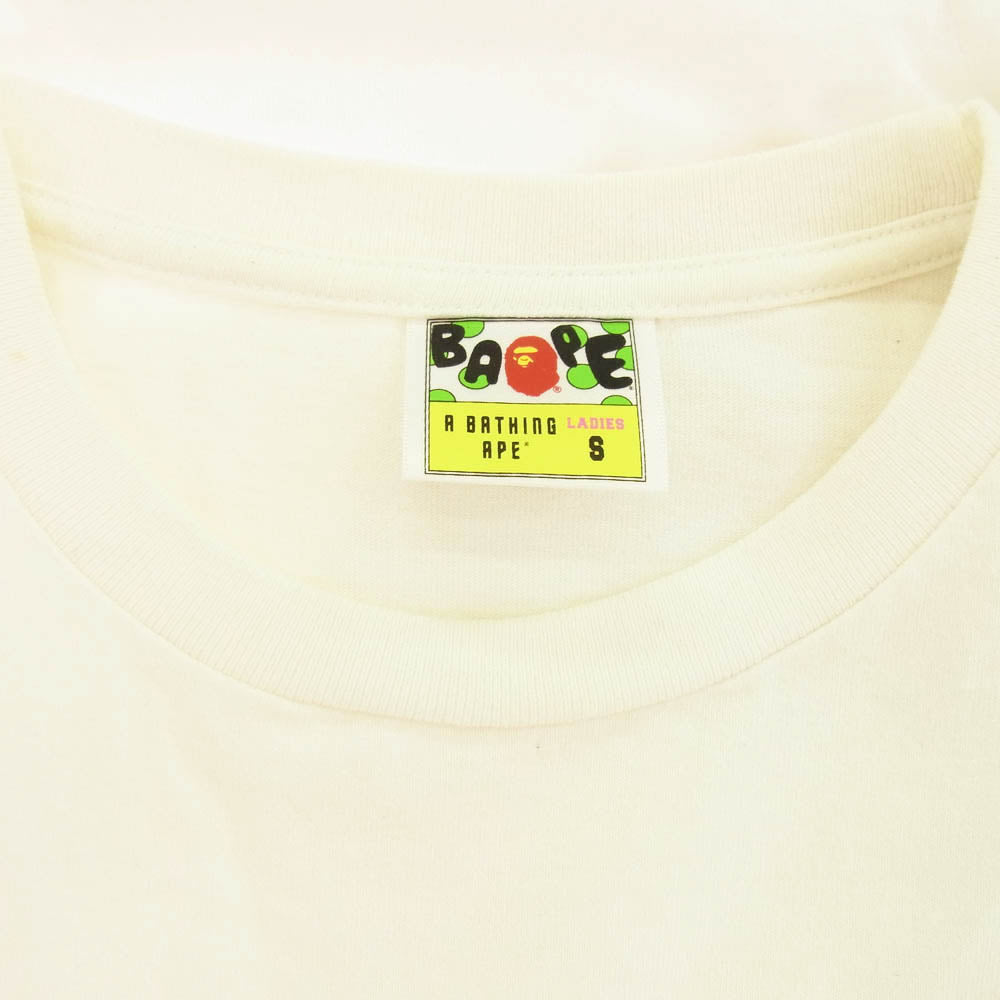A BATHING APE アベイシングエイプ カラフル プリント クルーネック Tシャツ ホワイト系 S【中古】