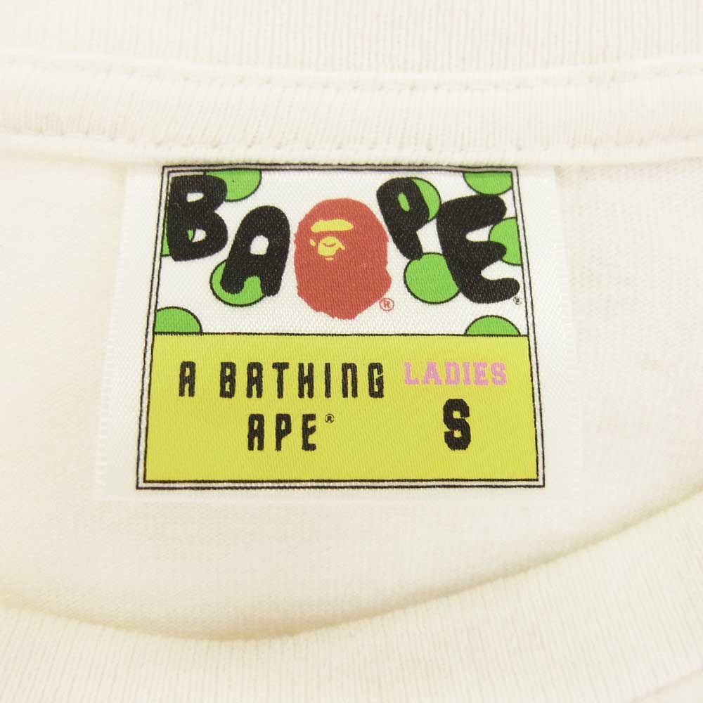A BATHING APE アベイシングエイプ カラフル プリント クルーネック Tシャツ ホワイト系 S【中古】