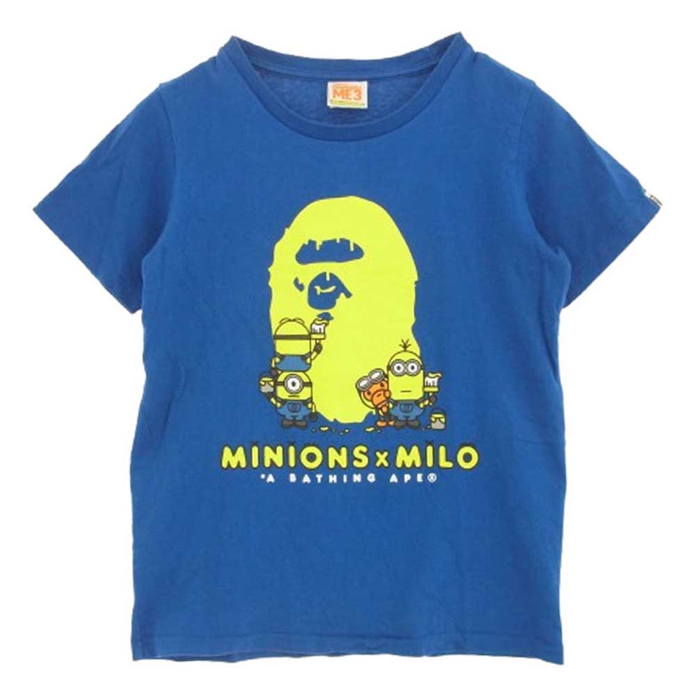 A BATHING APE アベイシングエイプ MINIONS S/S Tee ミニオンズ ロゴ 半袖 Tシャツ ブルー系 S【中古】