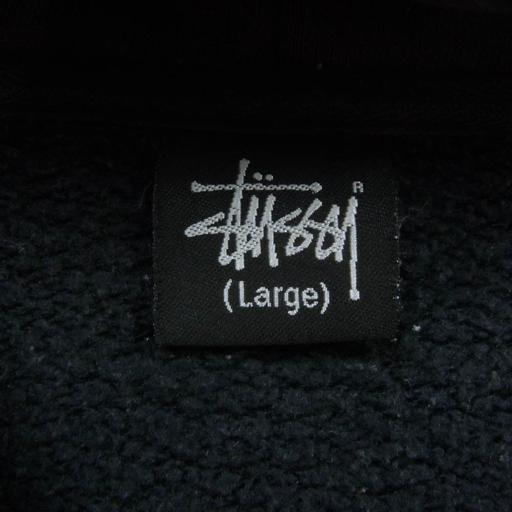 STUSSY ステューシー バックスニーカープリント シャネルロゴ ジップパーカー ブラック系 L【中古】