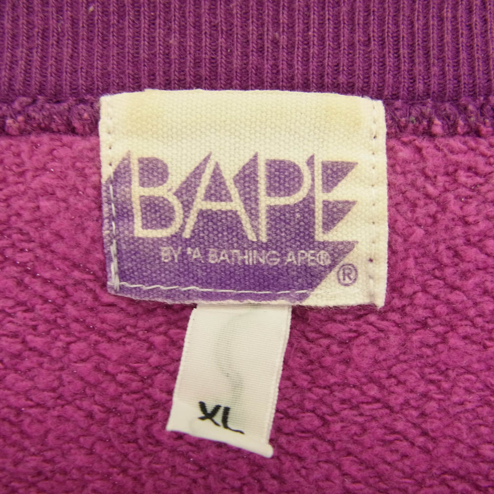 A BATHING APE アベイシングエイプ 00s BAPE ロゴ ライトストーン スウェット パープル系 XL【中古】