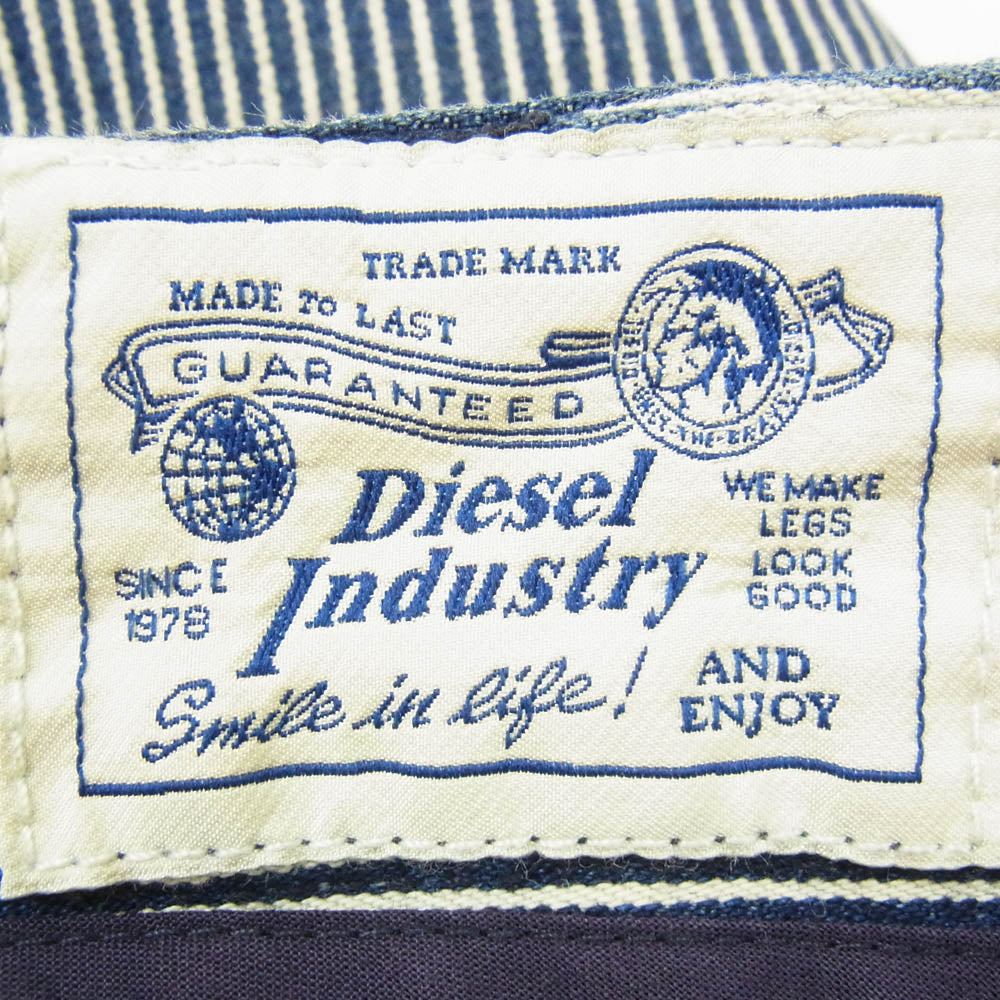 DIESEL ディーゼル ヒッコリー ショートパンツ デニム ハーフパンツ ネイビー系 32【中古】
