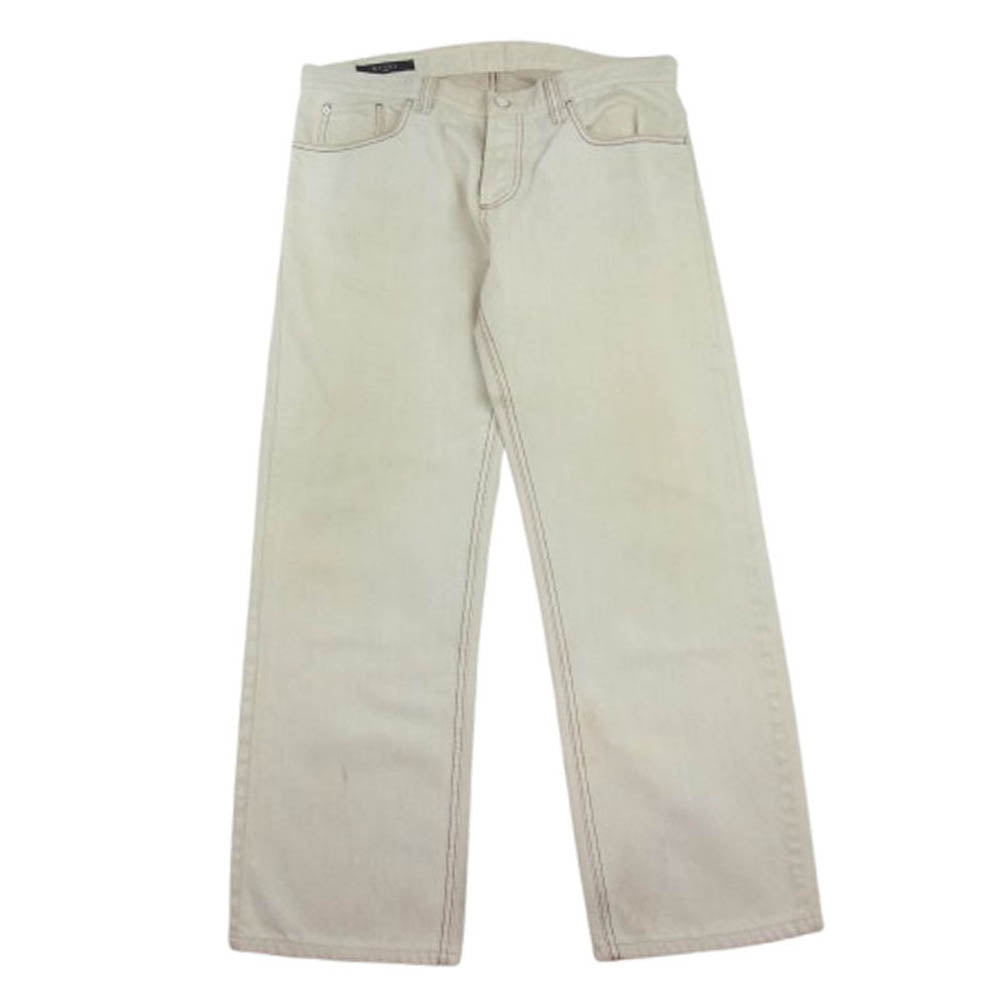 GUCCI グッチ 212008 XZ207 国内正規品 2ステッチ レギュラーフィット ボタンフライ デニム パンツ オフホワイト系 48【中古】