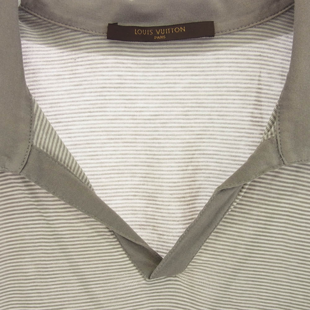 LOUIS VUITTON ルイ・ヴィトン スキッパー ボーダー 半袖 ポロシャツ グレー系 M【中古】