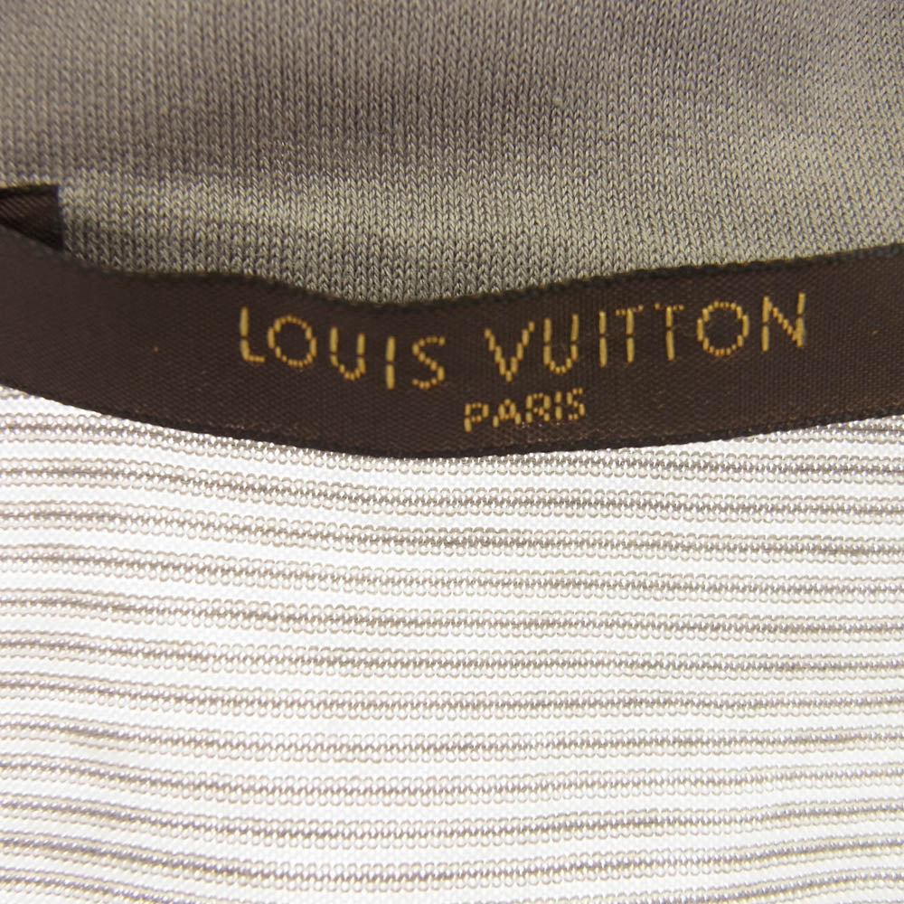 LOUIS VUITTON ルイ・ヴィトン スキッパー ボーダー 半袖 ポロシャツ グレー系 M【中古】