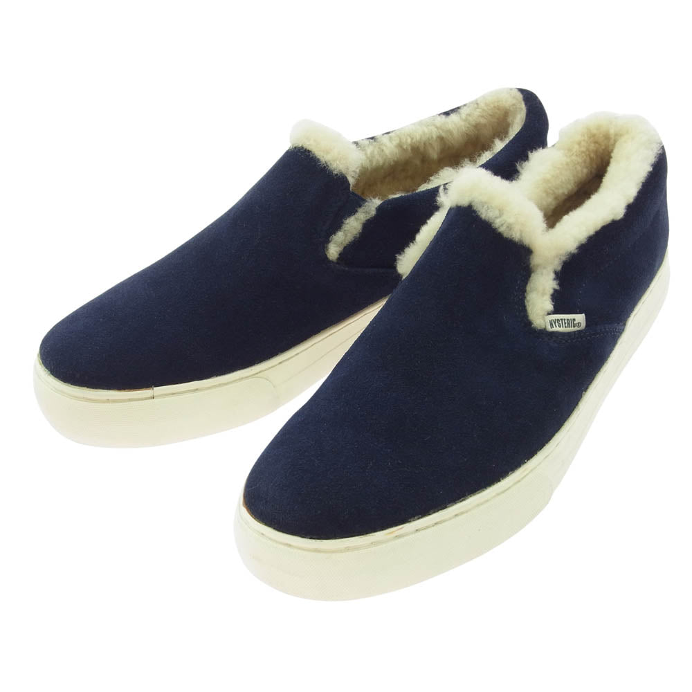 HYSTERIC GLAMOUR ヒステリックグラマー 134564721 シープファー スエード  スリッポン ローカット スニーカー ネイビー系 9【美品】【中古】