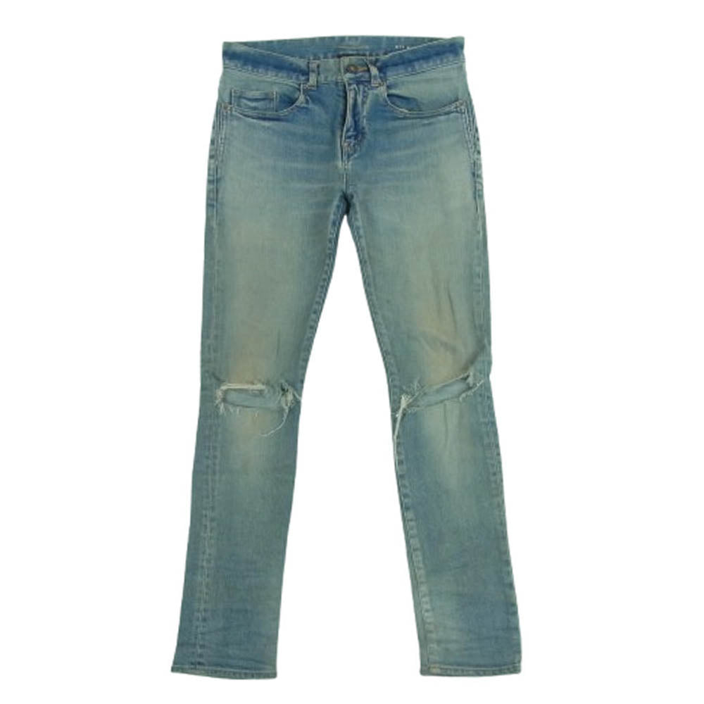 SAINT LAURENT サンローラン 606663 YO507 国内正規品 Knee Crash Skinny Jeans ダメージ加工 スキニー デニム パンツ インディゴブルー系 27【中古】