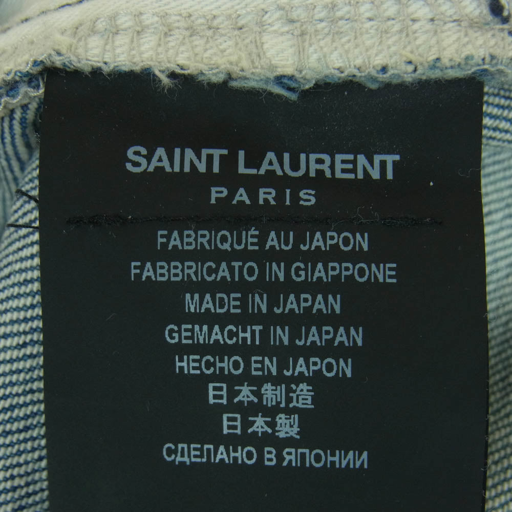 SAINT LAURENT サンローラン 606663 YO507 国内正規品 Knee Crash Skinny Jeans ダメージ加工 スキニー デニム パンツ インディゴブルー系 27【中古】