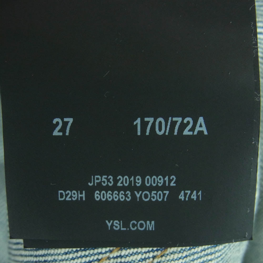 SAINT LAURENT サンローラン 606663 YO507 国内正規品 Knee Crash Skinny Jeans ダメージ加工 スキニー デニム パンツ インディゴブルー系 27【中古】