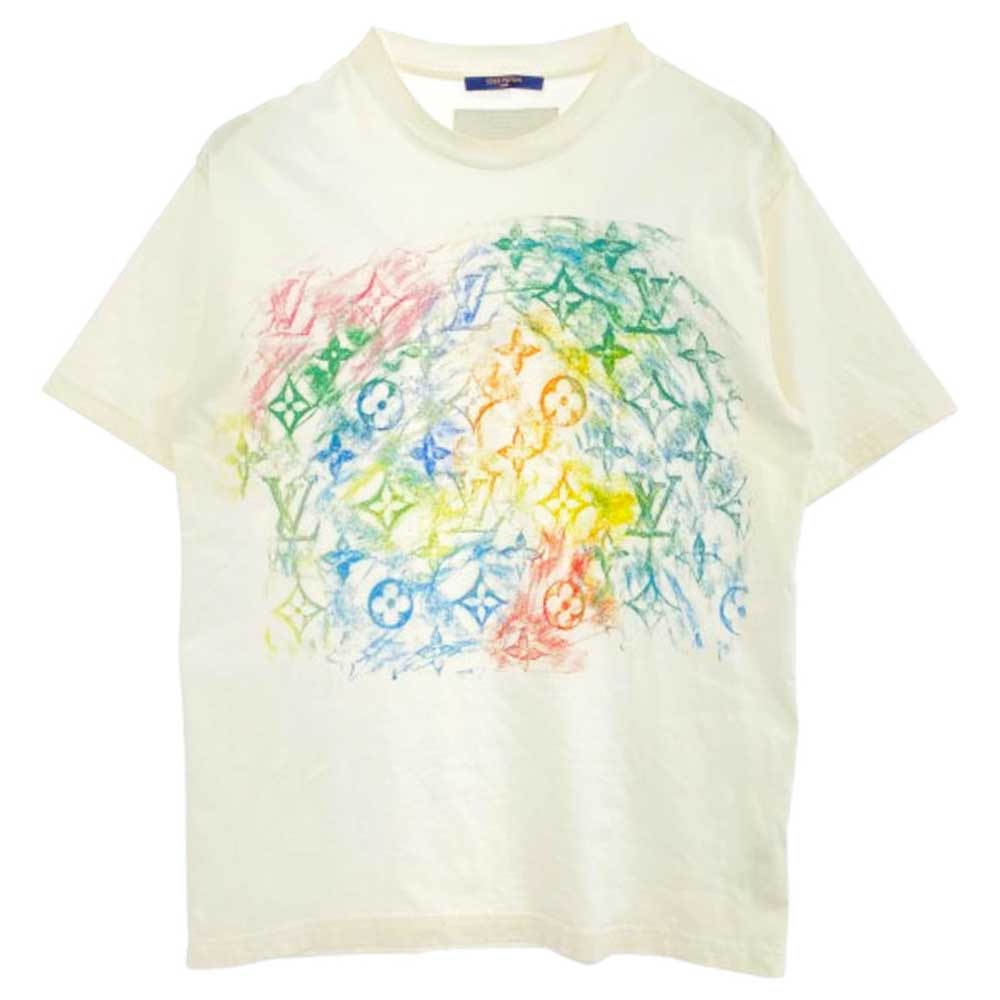 LOUIS VUITTON ルイ・ヴィトン 21SS パステル モノグラム プリント 半袖 Tシャツ ホワイト系 XL【中古】