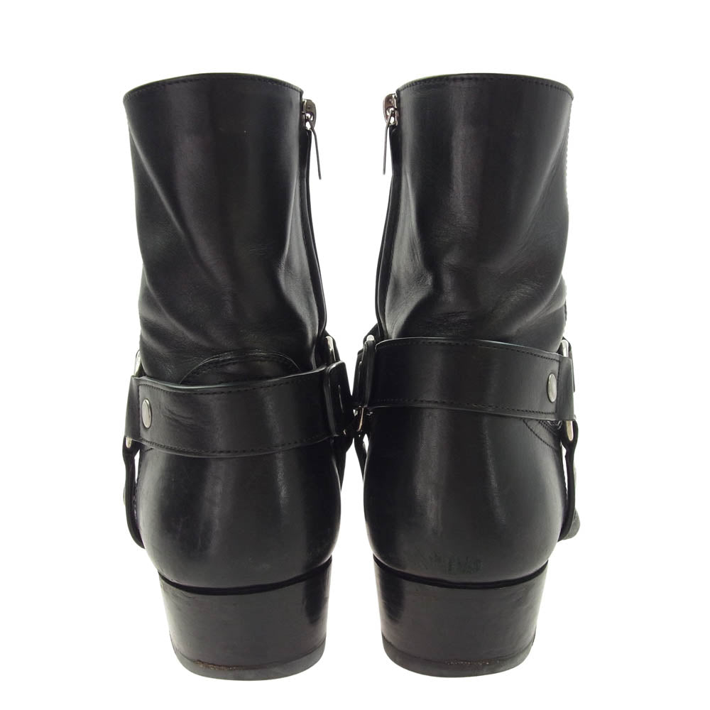 SAINT LAURENT サンローラン 634225 WYATT 40 HARNESS BOOT ワイアット ハーネスストラップ サイドジップ リング ブーツ ブラック系 41【中古】
