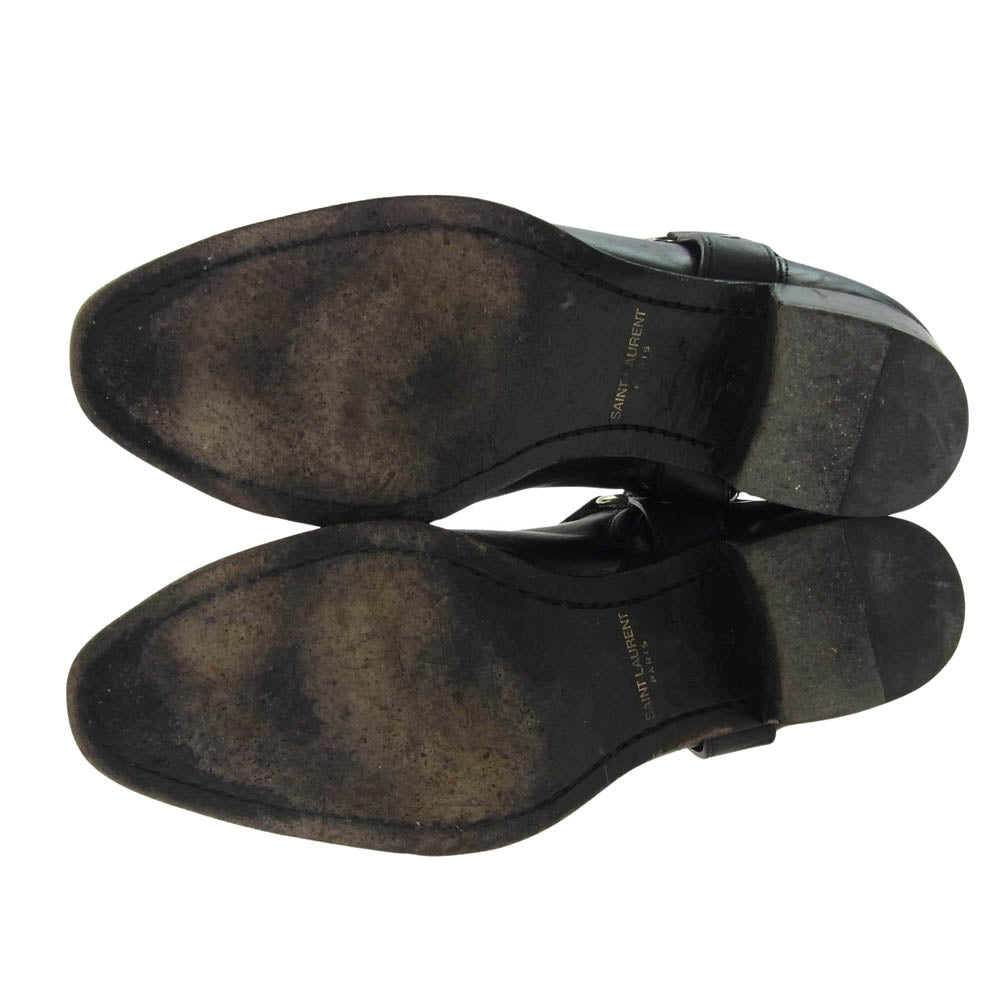 SAINT LAURENT サンローラン 634225 WYATT 40 HARNESS BOOT ワイアット ハーネスストラップ サイドジップ リング ブーツ ブラック系 41【中古】