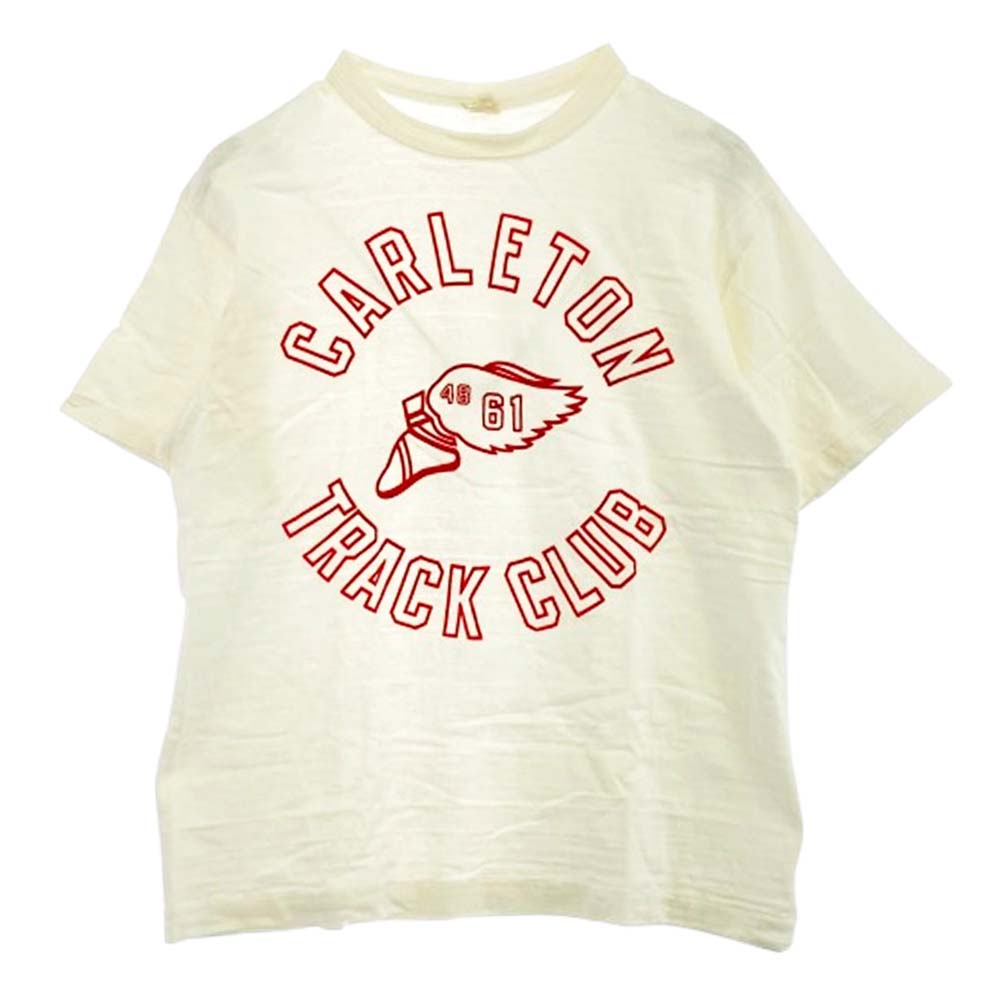 WAREHOUSE ウエアハウス CARLETON フロッキープリント Tシャツ オフホワイト系 L【中古】