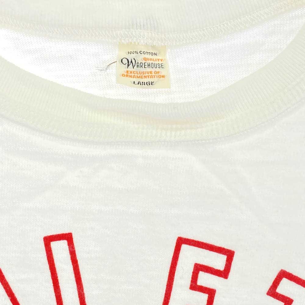 WAREHOUSE ウエアハウス CARLETON フロッキープリント Tシャツ オフホワイト系 L【中古】