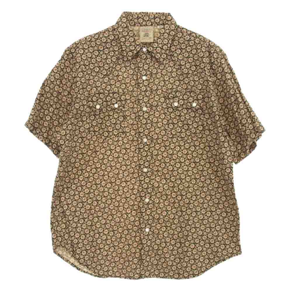 SUGAR CANE シュガーケーン SC38462 PIMA PANAMA WESTERN SHIRT パナマ織 ウエスタン 半袖 シャツ ダークブラウン系 L【中古】