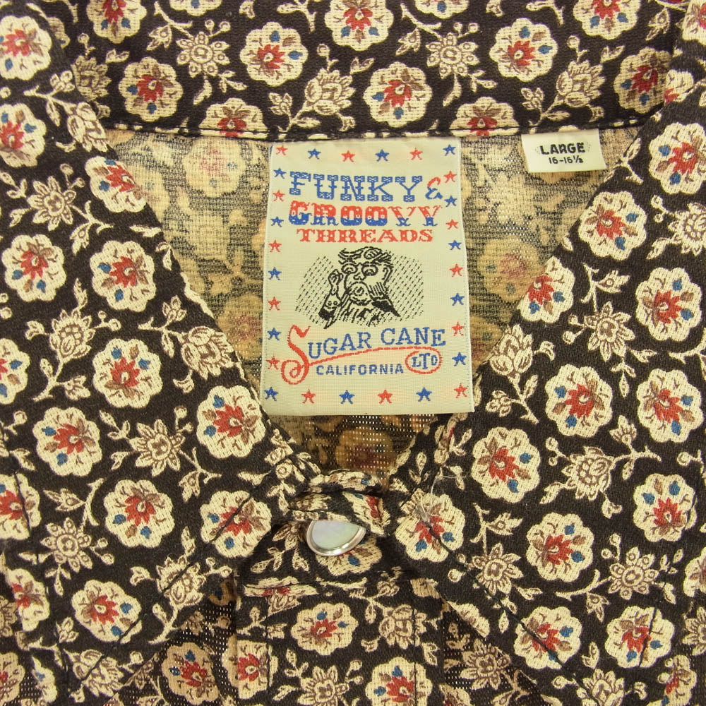 SUGAR CANE シュガーケーン SC38462 PIMA PANAMA WESTERN SHIRT パナマ織 ウエスタン 半袖 シャツ ダークブラウン系 L【中古】