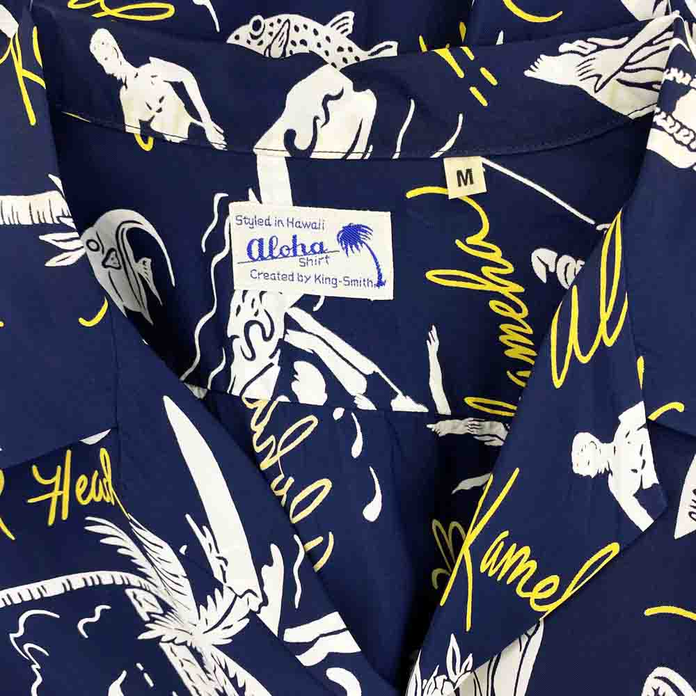 SUN SURF サンサーフ SS37574 SPECIAL EDITION HISTORICAL EVIDENCE スペシャル 洋柄 アロハ ハワイアン シャツ ネイビー系 M【中古】