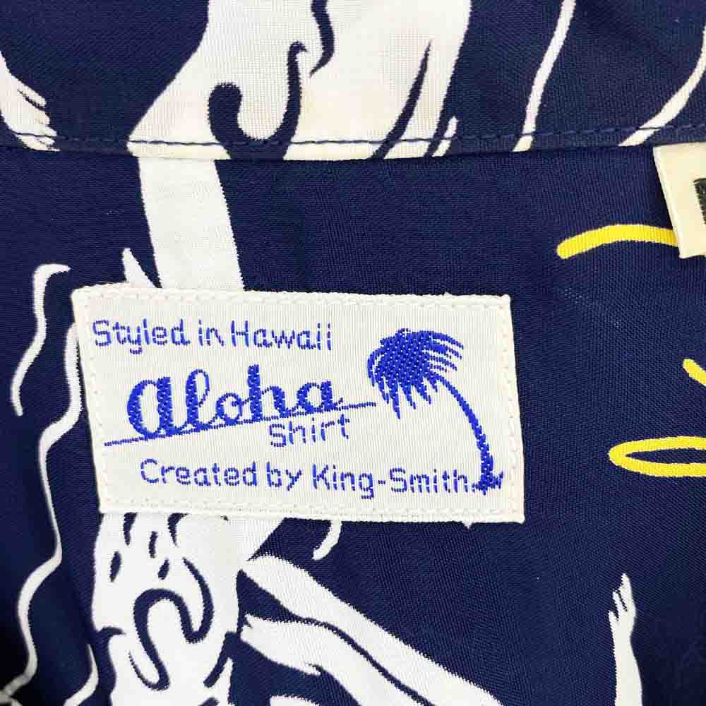 SUN SURF サンサーフ SS37574 SPECIAL EDITION HISTORICAL EVIDENCE スペシャル 洋柄 アロハ ハワイアン シャツ ネイビー系 M【中古】