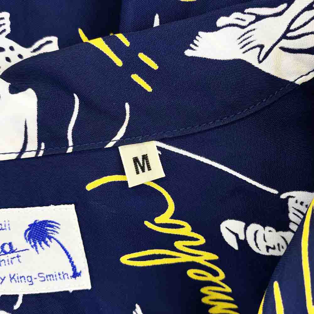 SUN SURF サンサーフ SS37574 SPECIAL EDITION HISTORICAL EVIDENCE スペシャル 洋柄 アロハ ハワイアン シャツ ネイビー系 M【中古】