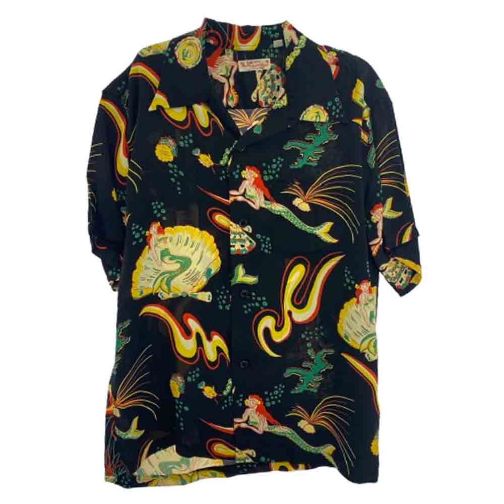 SUN SURF サンサーフ SS38031 MERMAIDS マーメイド 人魚 アロハ ハワイアン シャツ マルチカラー系 M【美品】【中古】