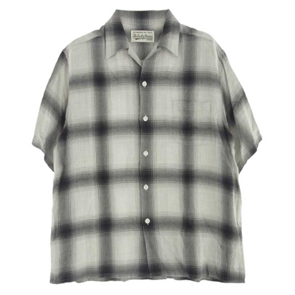 WACKO MARIA ワコマリア 23SS Ombre Check Open Collar Shirt S／S  オンブレチェック 半袖 オープン シャツ グレー系 M【美品】【中古】
