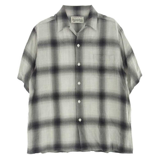 WACKO MARIA ワコマリア 23SS Ombre Check Open Collar Shirt S／S  オンブレチェック 半袖 オープン シャツ グレー系 M【美品】【中古】