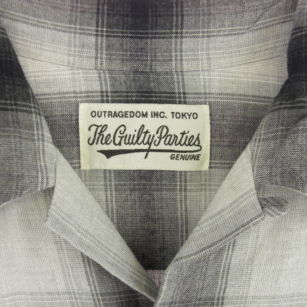 WACKO MARIA ワコマリア 23SS Ombre Check Open Collar Shirt S／S  オンブレチェック 半袖 オープン シャツ グレー系 M【美品】【中古】