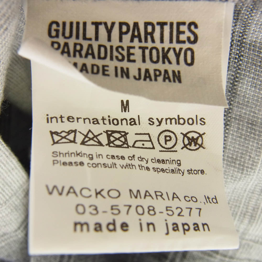 WACKO MARIA ワコマリア 23SS Ombre Check Open Collar Shirt S／S  オンブレチェック 半袖 オープン シャツ グレー系 M【美品】【中古】