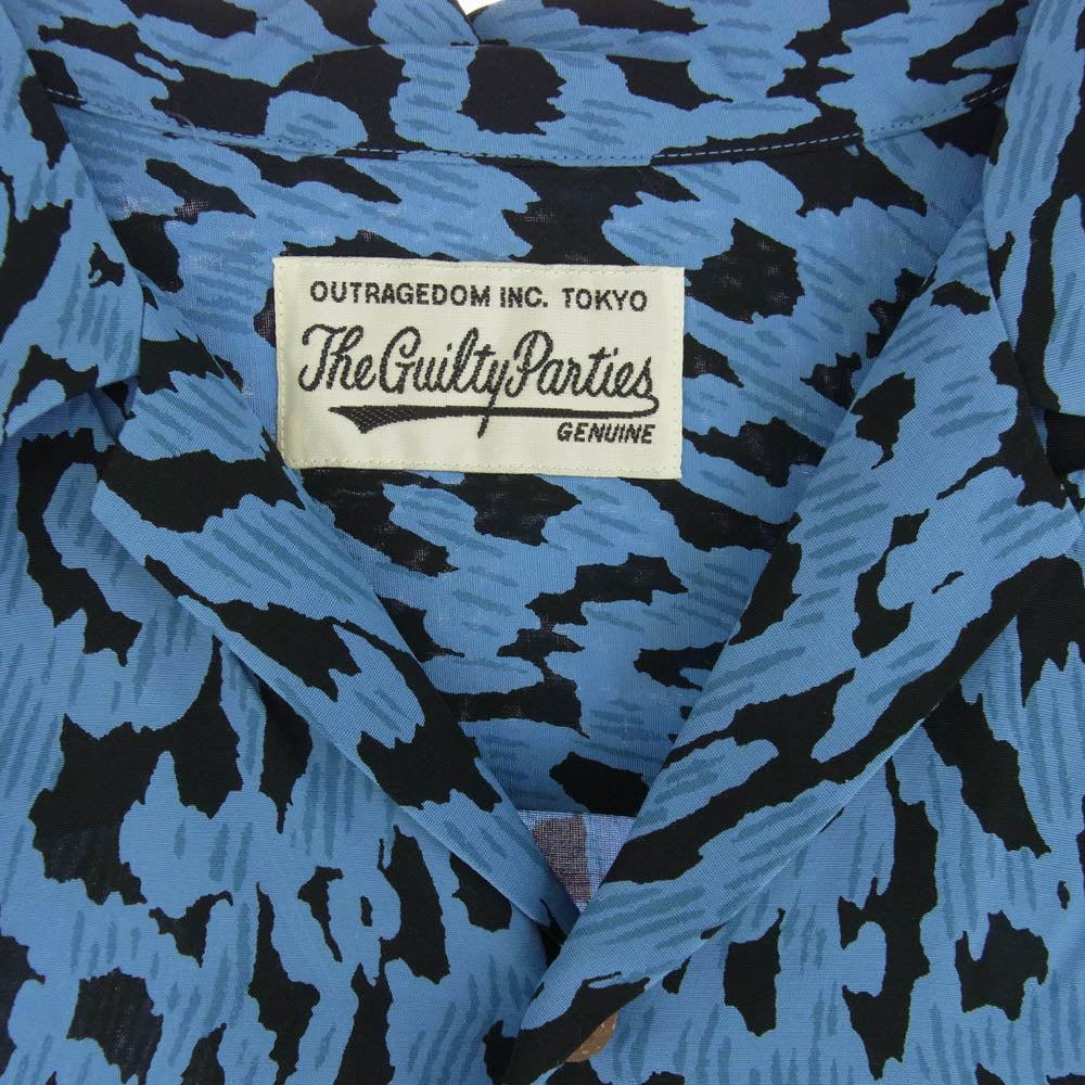 WACKO MARIA ワコマリア 23SS HAWAIIAN SHIRT S/S (TYPE-6) LEOPARD ハワイアン アロハ シャツ レオパード ライトブルー系 M【美品】【中古】