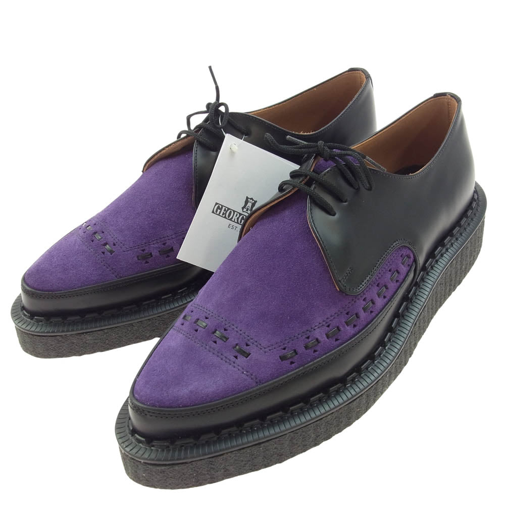 GEORGE COX ジョージコックス 3705 V M/G GIBSON ギブソン ジョニーロットン パープルスエード レザー ラバーソール シューズ ブラック系 UK10【極上美品】【中古】