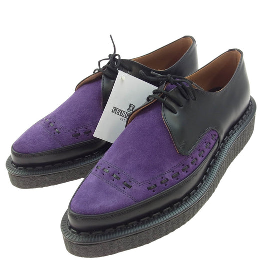 GEORGE COX ジョージコックス 3705 V M/G GIBSON ギブソン ジョニーロットン パープルスエード レザー ラバーソール シューズ ブラック系 UK10【極上美品】【中古】