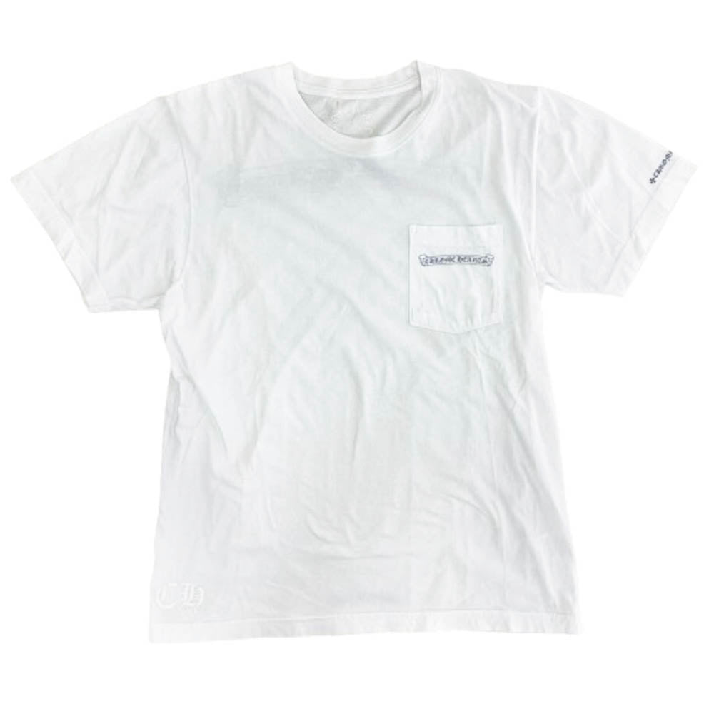 CHROME HEARTS クロムハーツ（原本無） スクロールラベル ポケット 半袖  Tシャツ ホワイト系 M【中古】