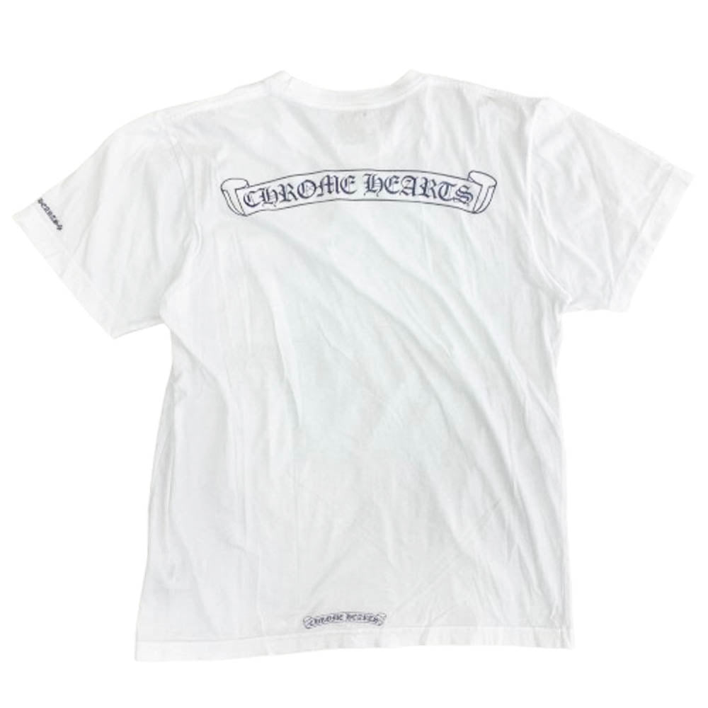 CHROME HEARTS クロムハーツ（原本無） スクロールラベル ポケット 半袖  Tシャツ ホワイト系 M【中古】