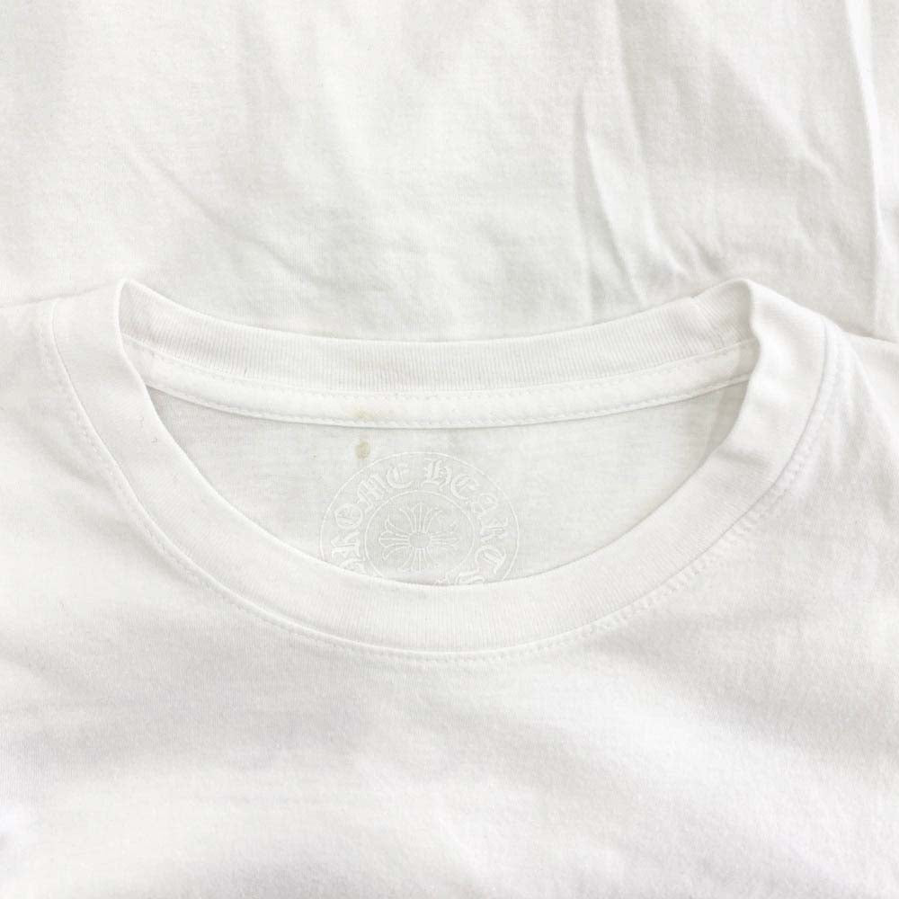 CHROME HEARTS クロムハーツ（原本無） スクロールラベル ポケット 半袖  Tシャツ ホワイト系 M【中古】