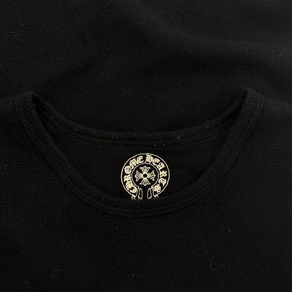 CHROME HEARTS クロムハーツ（原本無） Thermal L/S Tee スクロールラベル CHプラス ロゴ サーマル長袖Tシャツ ブラック系 M【中古】