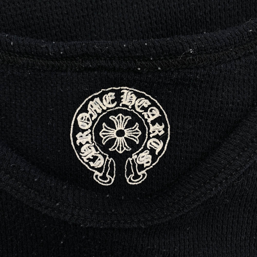 CHROME HEARTS クロムハーツ（原本無） Thermal L/S Tee スクロールラベル CHプラス ロゴ サーマル長袖Tシャツ ブラック系 M【中古】