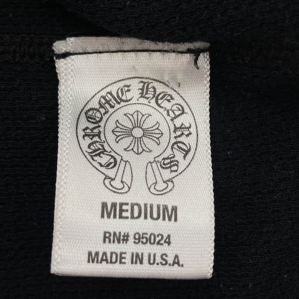 CHROME HEARTS クロムハーツ（原本無） Thermal L/S Tee スクロールラベル CHプラス ロゴ サーマル長袖Tシャツ ブラック系 M【中古】