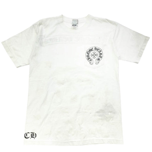 CHROME HEARTS クロムハーツ（原本無） ホースシュー ポケット スクロール ラベル スター 半袖 Tシャツ ホワイト系 M【中古】