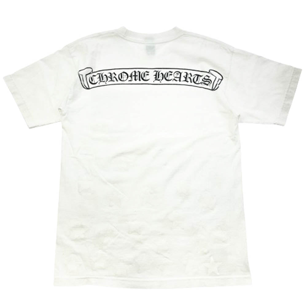 CHROME HEARTS クロムハーツ（原本無） ホースシュー ポケット スクロール ラベル スター 半袖 Tシャツ ホワイト系 M【中古】