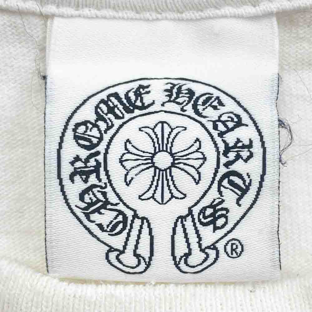 CHROME HEARTS クロムハーツ（原本無） ホースシュー ポケット スクロール ラベル スター 半袖 Tシャツ ホワイト系 M【中古】