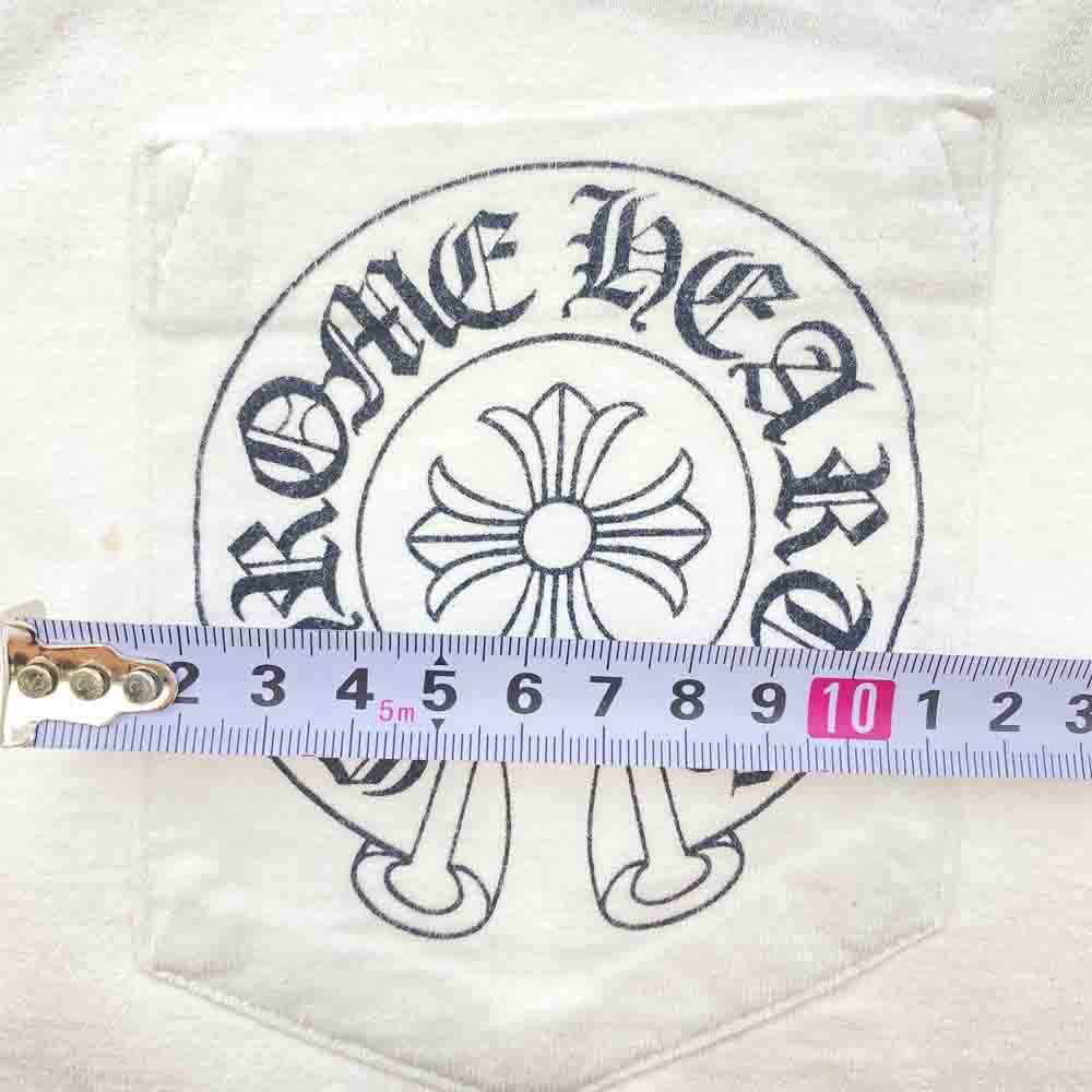 CHROME HEARTS クロムハーツ（原本無） ホースシュー ポケット スクロール ラベル スター 半袖 Tシャツ ホワイト系 M【中古】